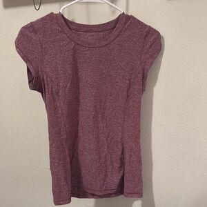 Women's Lululemon cap short sleeve athletic reddish purple top